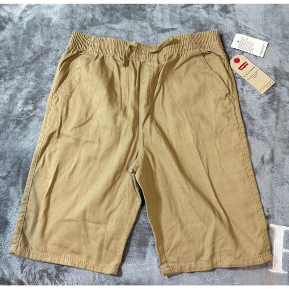 NWT Levi’s Slim Fit Short Size XL 13-15 10” Inseam Khaki Pockets Elastic Tie Boy - Picture 1 of 7